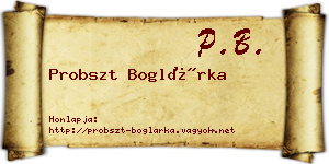 Probszt Boglárka névjegykártya